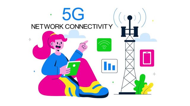 Animation of 5G Network Connectivity Technology Illustration