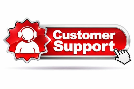 Red customer support button with headset icon and clickable hand cursor