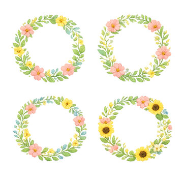delicate floral wreath, floral wreath collection, elegant wreath design, botanical wreath set, flower wreath illustration, hand drawn floral wreath, romantic wreath design, feminine floral wreath, spr