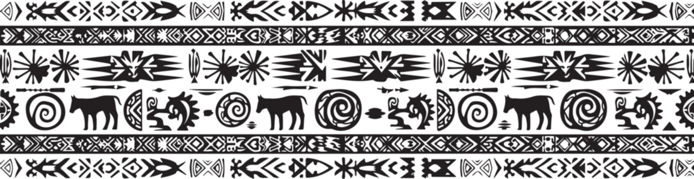 Traditional Aztec Tribal Pattern Design Elements Background