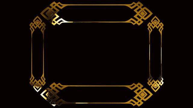 Set of golden frame animations for text and logos on green screen backgrounds.