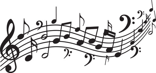 Obraz premium Musical notes and staff on white background illustration design