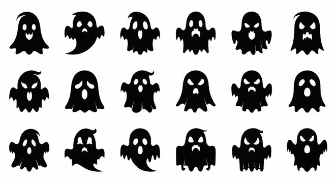 Black ghost silhouettes in various poses.