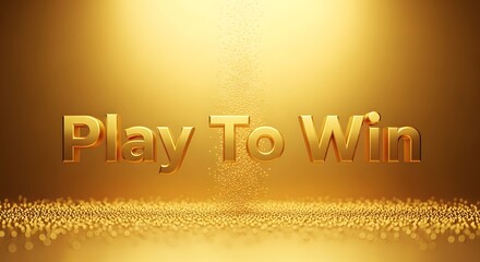 Golden 'play to win' text with sparkling background a luxurious and motivational visual