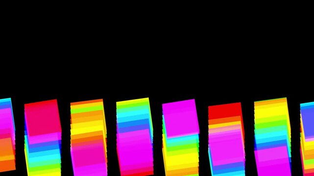 animated abstract composition of flat bright colorful rectangle 2d moving dancing up down back and forth as background animation with copy space