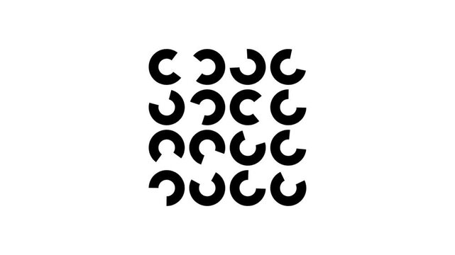 random black on grid para circles rotation in various pulse