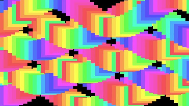 flat dull colorful connected rectangle 2d moving swimming dancing smoothly in sinusoidal wave as background animation