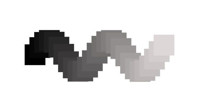 flat gradient grayscale connected rectangle 2d moving swimming flying smoothly in sinusoidal wave like snake eel worm dragon