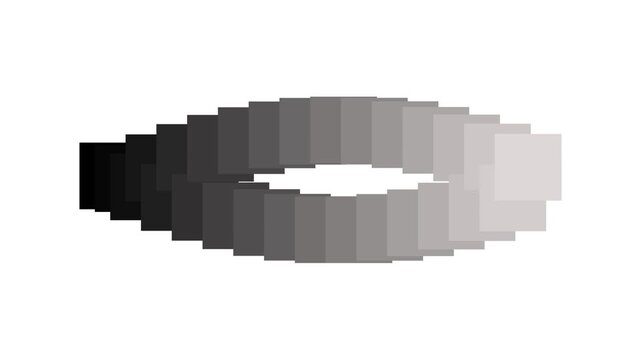 flat gradient grayscale connected rectangle 2d moving swimming flying smoothly in sinusoidal wave like snake eel worm dragon