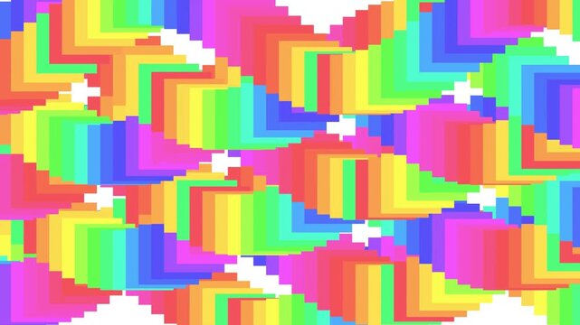 flat dull colorful connected rectangle 2d moving swimming dancing smoothly in sinusoidal wave as background animation