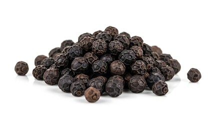 Fototapeta premium Pile of Black Peppercorns on White Background.