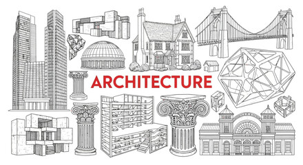 Fototapeta premium Architecture design elements and buildings.