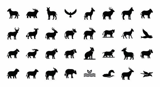 Silhouettes of various wild animals.