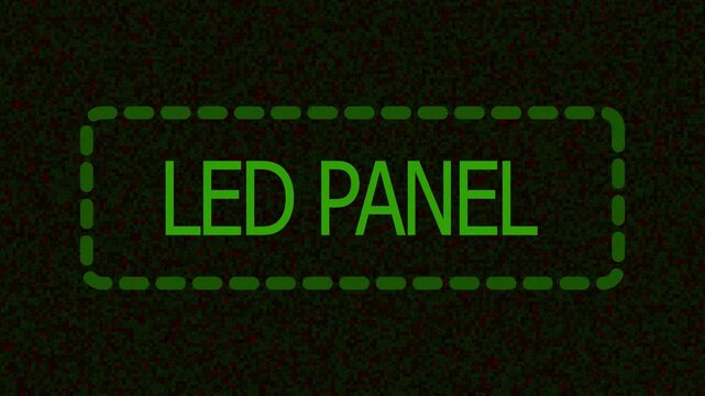 A dark green and red speckled background with a dashed green rectangular outline containing the text LEDP in bright green letters, evoking a digital interface or warning signal