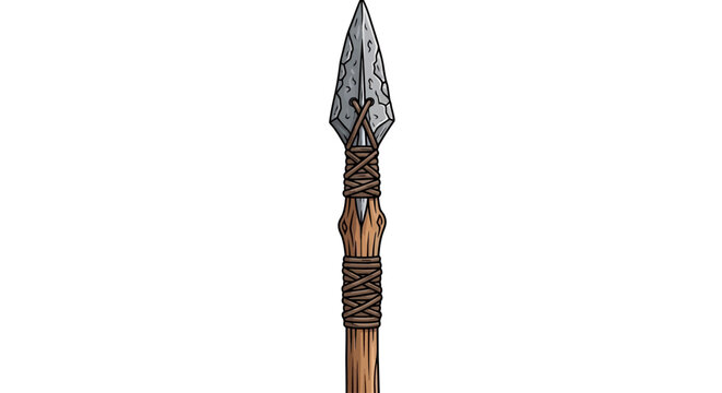Ancient spear with sharp metal point.