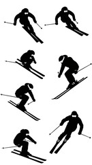 Naklejka premium Skiing Silhouette Collection: Dynamic Poses of Skier in Motion
