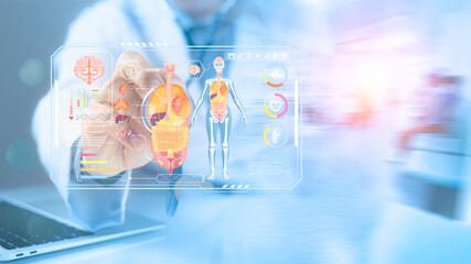 Longevity, DNA Genetics concept, Doctor holding virtual featuring DNA symbol, healthy habits,...