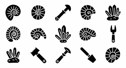 Fossil Ammonite Shells and Tools. © Gendhis