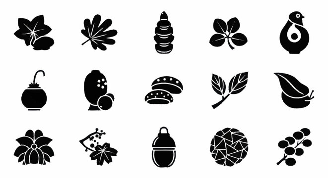 Collection of various botanical icons.