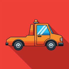 Naklejka premium Flat design illustration of orange taxi car with light on top transportation service vehicle icon