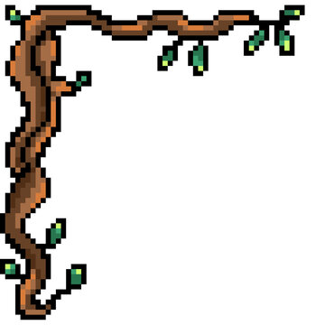 tree branch banner border frame pixel art