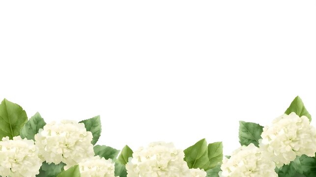 白い紫陽花アナベルの水彩背景 爽やかなグリーン