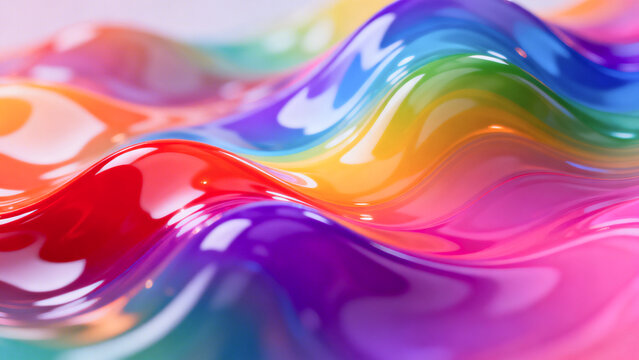 Vibrant rainbow glossy fluid waves abstract background