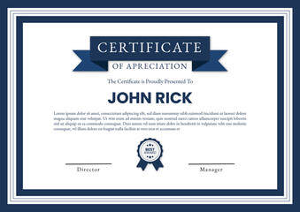 Fototapeta premium Certificate of Appreciation Design with Classic Ribbon and Award Seal