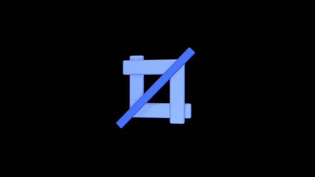 A light blue square frame or grid with a diagonal blue line crossing through it on a black background, symbolizing restriction or prohibition.