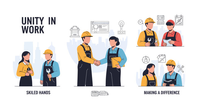 Unity in Work: Illustration showcasing professional collaboration.
