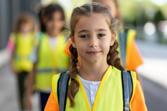 Elementary school students and teachers participating in organized emergency evacuation drill during morning hours, demonstrating critical safety protocols and disaster preparedness training