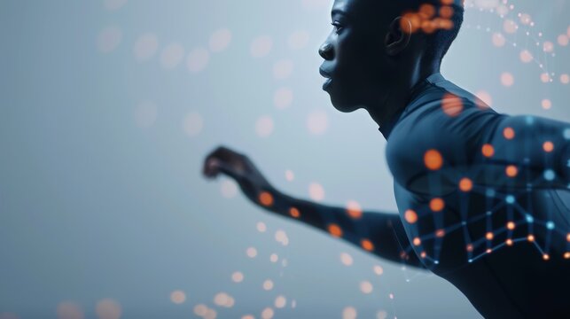 AI technology enhancing sports injury prevention through sensor-based movement tracking and data analysis. Personalized training plans. Balance performance optimization with athlete privacy protection