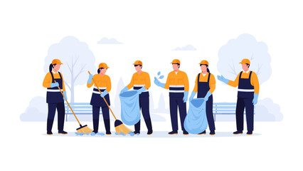 Fototapeta premium Community Cleanup Crew: A team of dedicated individuals unites to preserve natural spaces.