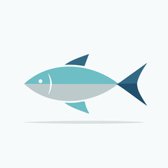 Obraz premium Simple blue fish graphic icon with modern flat design, representing aquatic life, seafood, or ocean themes