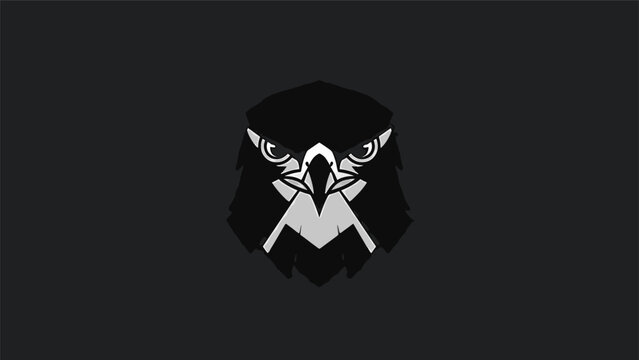 Bold Black Eagle Head Silhouette on Dark Background.