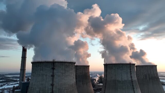 Ethereal steam venting from industrial towers creating atmospheric cloud effects for cinematic refinery storytelling