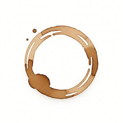 Obraz premium Brown coffee stain ring with two small droplets on a white background drink