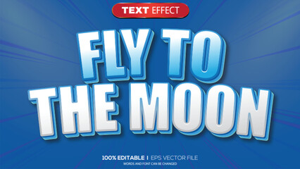 Obraz premium 3d text effect fly to the moon theme
