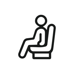 Minimalist Black Icon Of A Person Sitting Comfortably In A Seat © Oxsvge