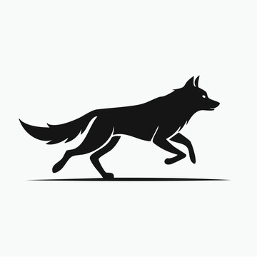 Silhouette of a running wolf in motion, a powerful symbol of nature's wild spirit