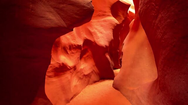 Flowing sandstone curves and vibrant layered patterns inside the narrow slot of Lower Antelope Canyon