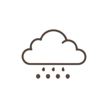 Minimalist Weather Icon Cloud With Falling Snow Or Hail Pellets