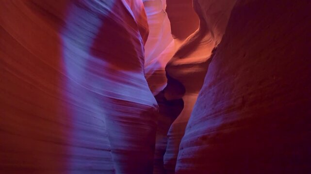 Flowing sandstone curves and vibrant layered patterns inside the narrow slot of Upper Antelope Canyon