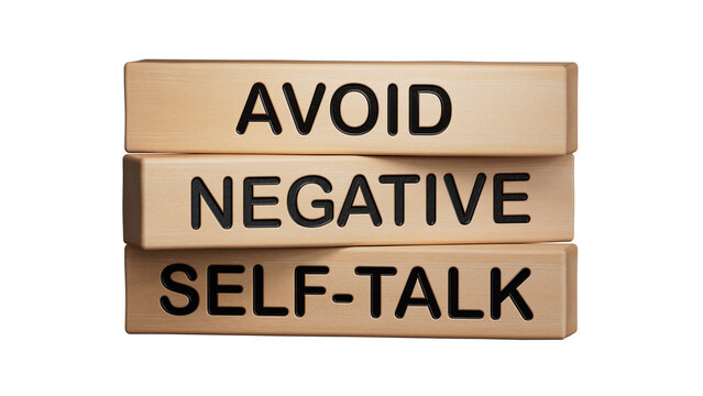Avoid negative self-talk symbol. Concept words Avoid negative self-talk on wooden blocks.Business and Avoid negative self-talk concept.D rendering on blue background.