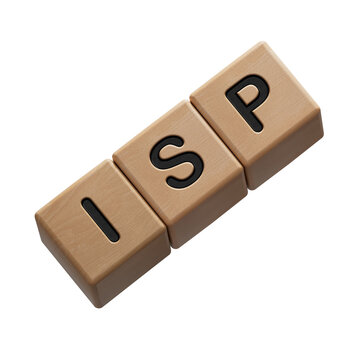 isp sign on wooden cubes.close up of wooden elements,Business Concept.Supports PNG files with transparent backgrounds.