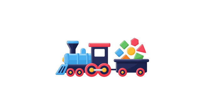Colorful Toy Train With Blocks.