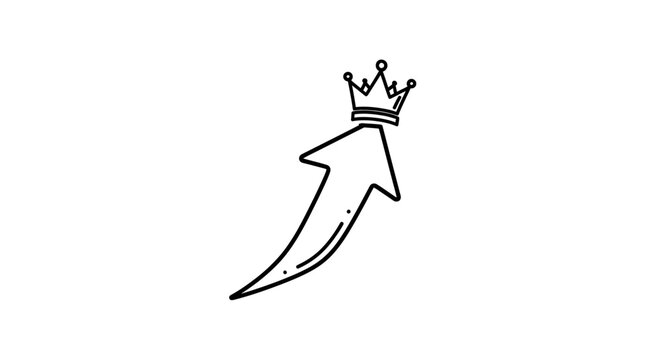 Crown on Arrow Icon Symbol.