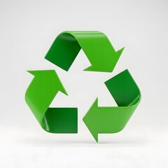 Fototapeta premium Green Recycling Symbol with Arrows in a Circular Motion on a White Background