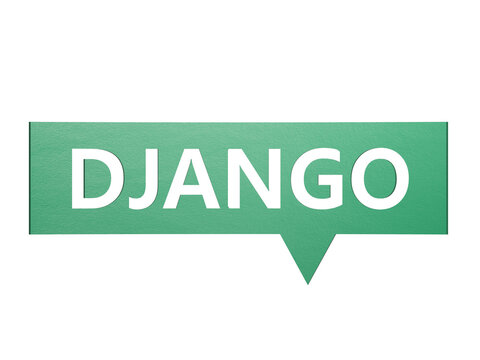 DJANGO word text from Speech Bubble block letters.Minimalist Abstract Design With White Cut Out Paper.Supports PNG files with transparent backgrounds.
