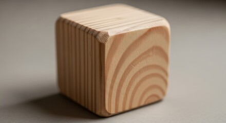 Wooden Cube with Rounded Edges close up for Product Mockup Imagery